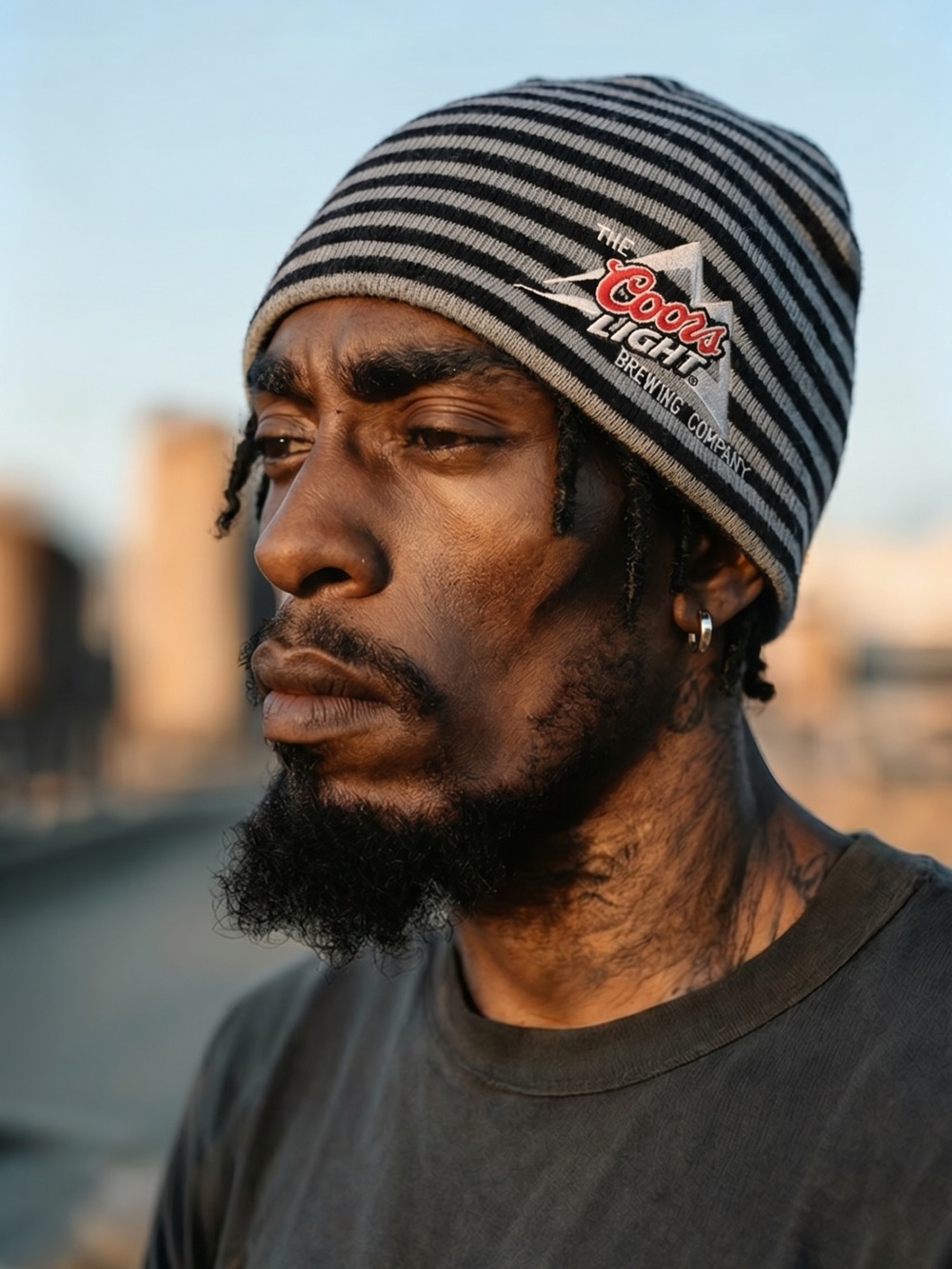 Unisex Coors Light Striped Beanie